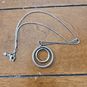 DAVID YURMAN DOUBLE CIRCLE INFINITY PENDANT CHAIN NECKLACE 925 SILVER